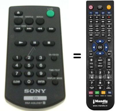 Comandos &agrave; dist&acirc;ncia equivalente Sony RM-ASU097