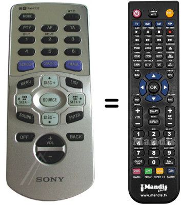 Comandos à distância equivalente RMX132