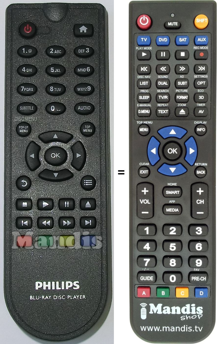 Comandos à distância equivalente Philips 996510053347