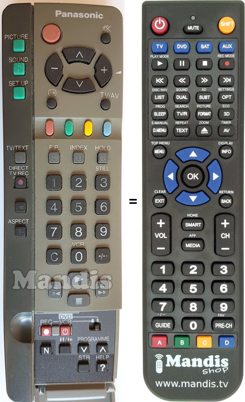 Comandos à distância equivalente Panasonic EUR511211