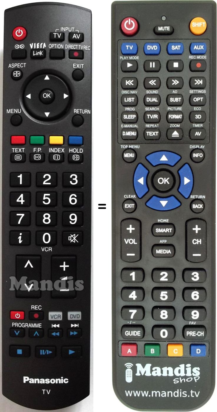 Comandos à distância equivalente Panasonic EUR 7737 Z 60