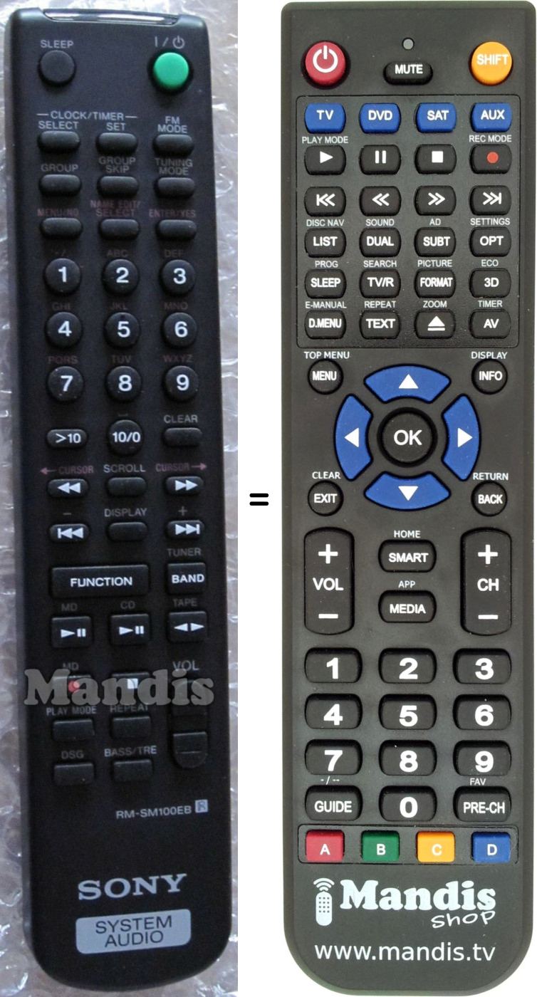 Comandos à distância equivalente RM-SM100EB