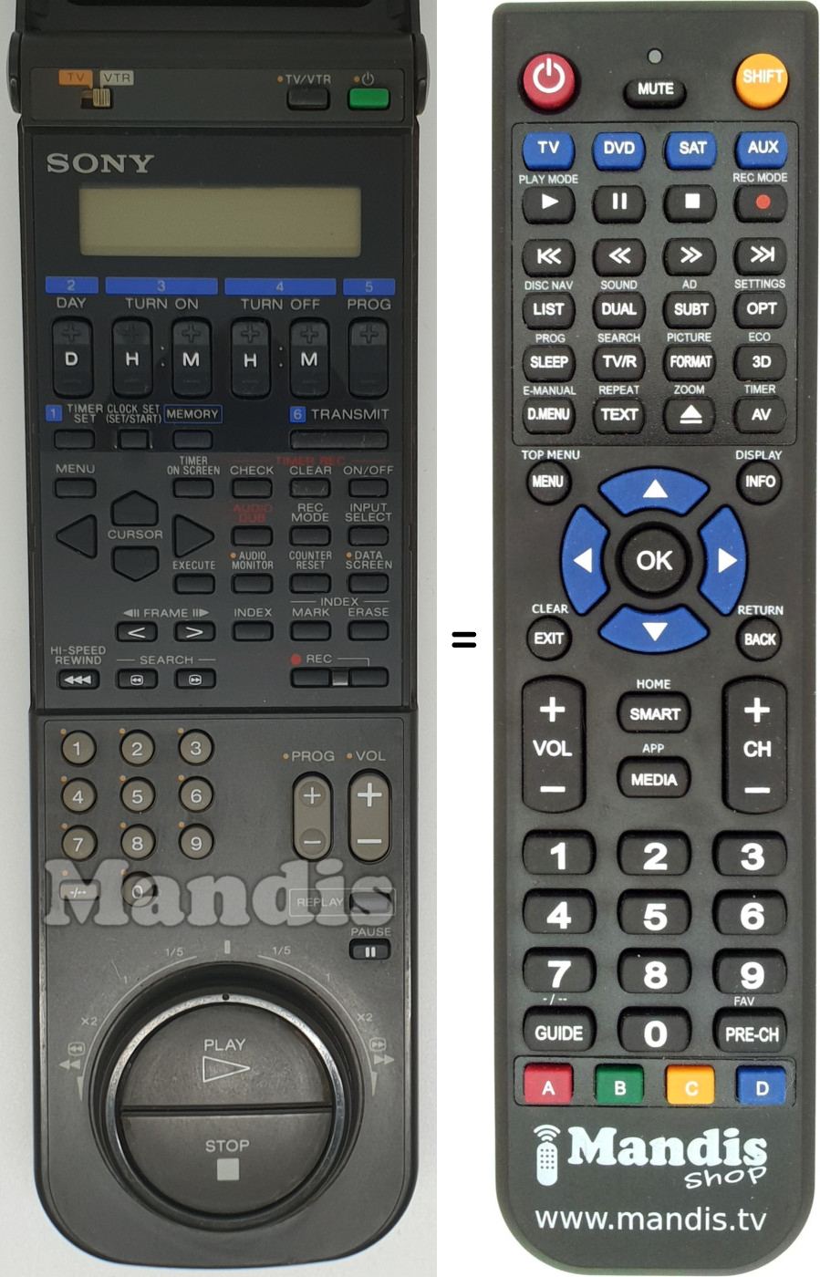 Comandos à distância equivalente RMT-V118