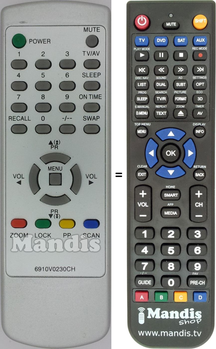 Comandos à distância equivalente 6910V0230CH