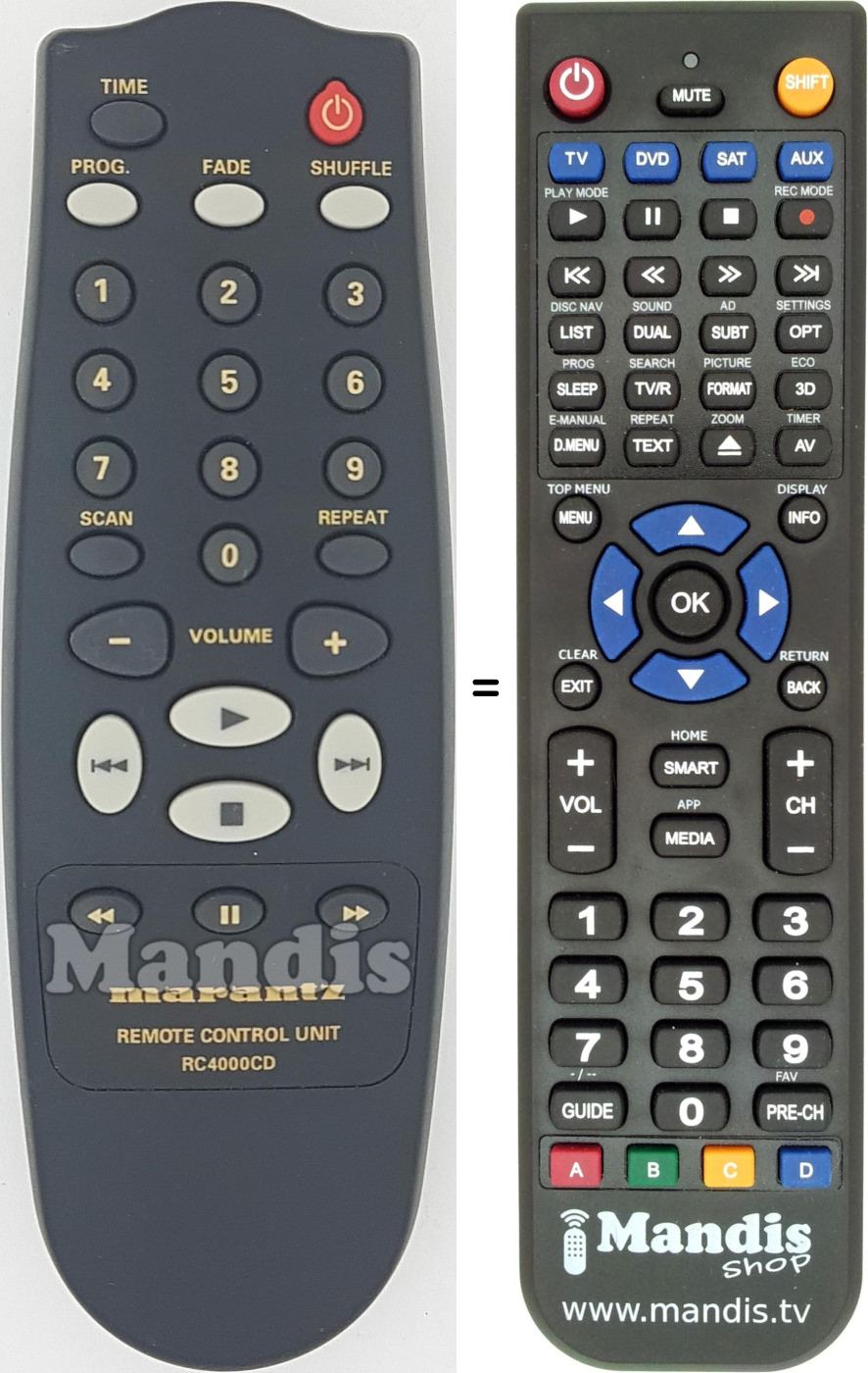 Comandos à distância equivalente RC-4000CD