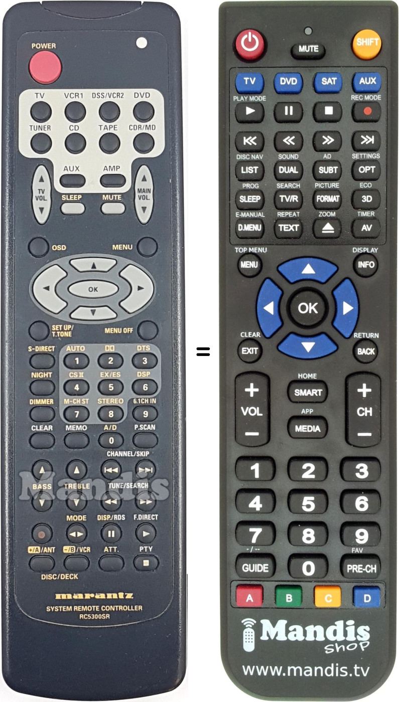 Comandos à distância equivalente Marantz RC5300SR
