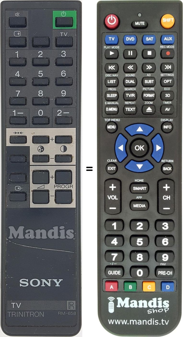 Comandos à distância equivalente Sony RM 658