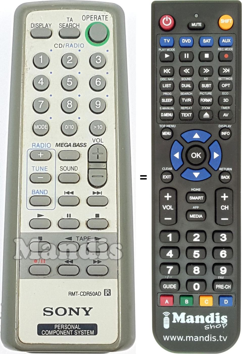 Comandos à distância equivalente RMT-CDR50AD