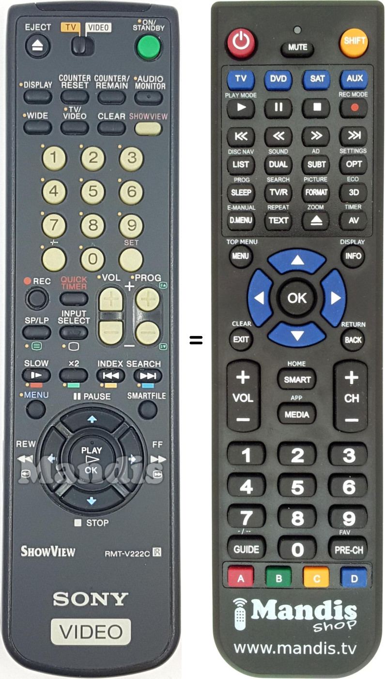 Comandos à distância equivalente RMT-V222C