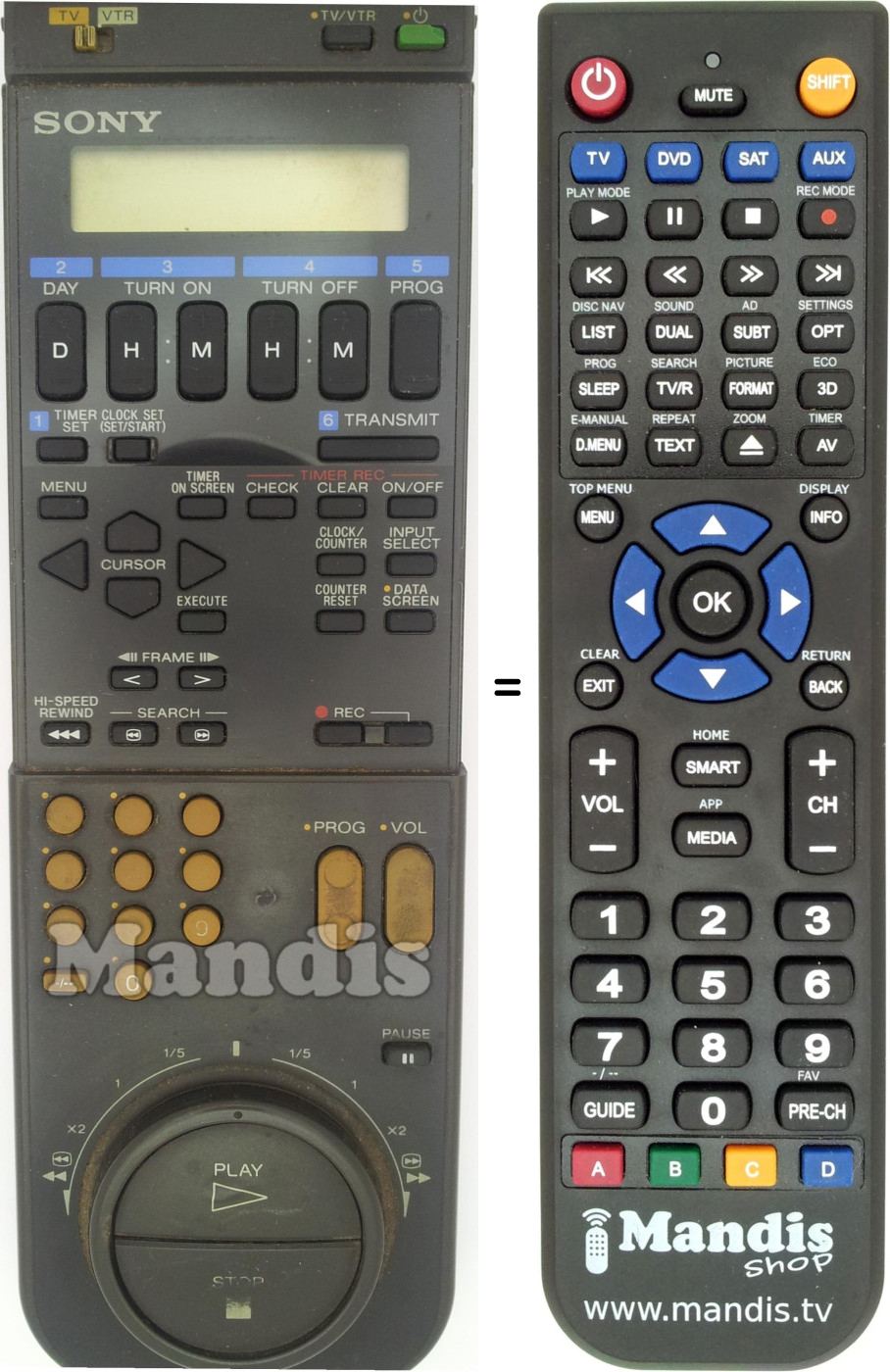 Comandos à distância equivalente RMT-V104A