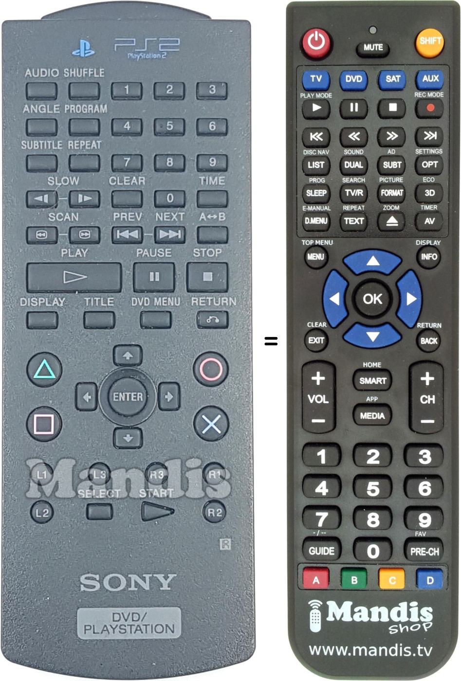 Comandos à distância equivalente Sony SCPH-10150