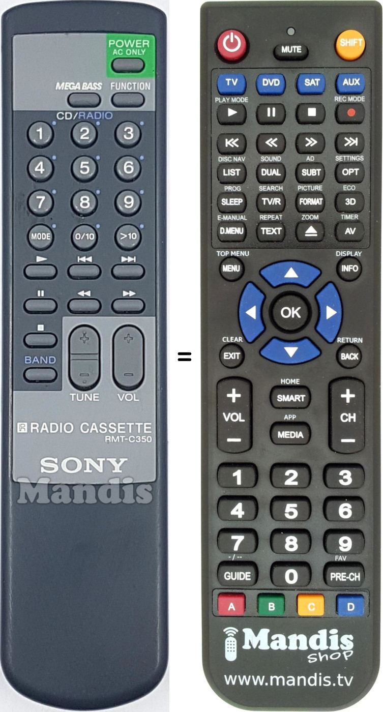Comandos à distância equivalente RMT-C350