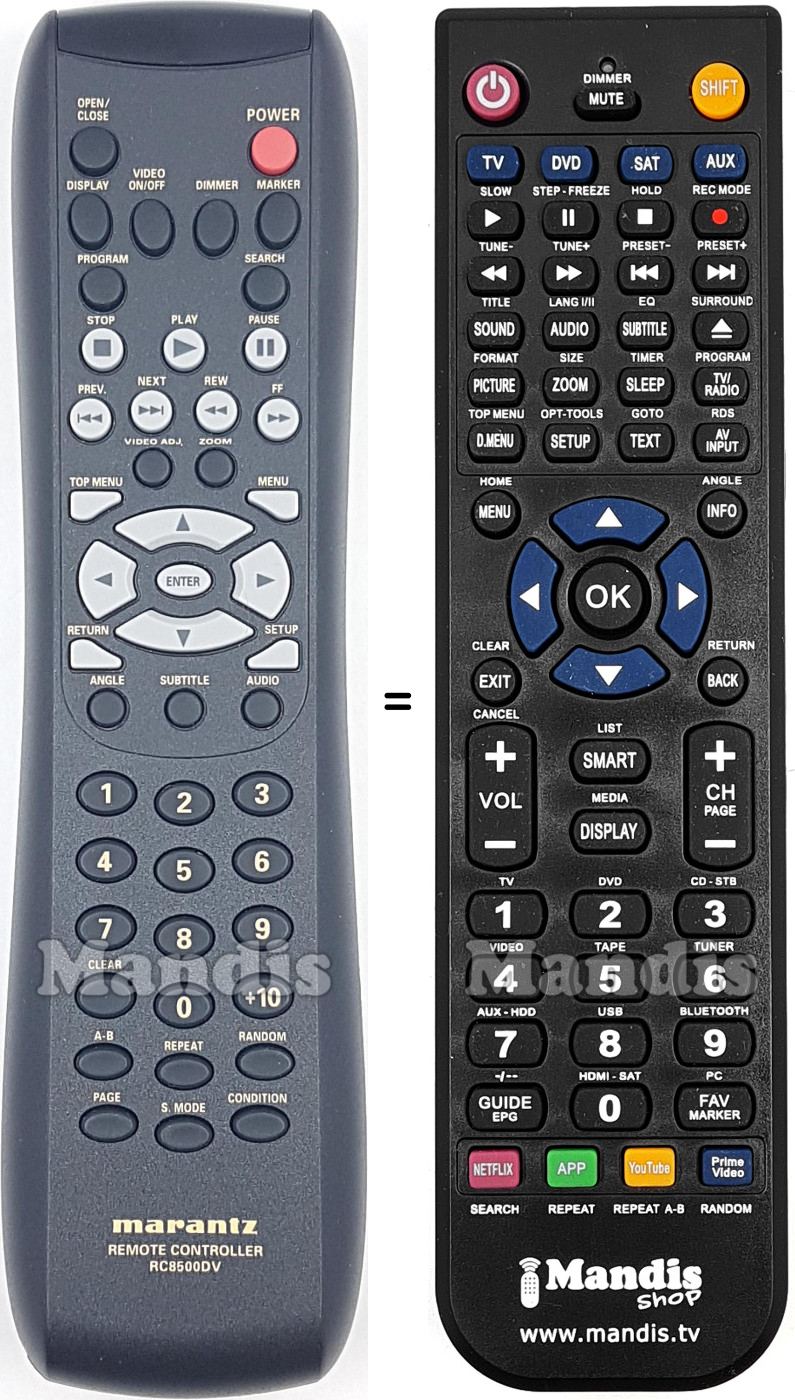 Comandos à distância equivalente Marantz 00MZK21AK0010