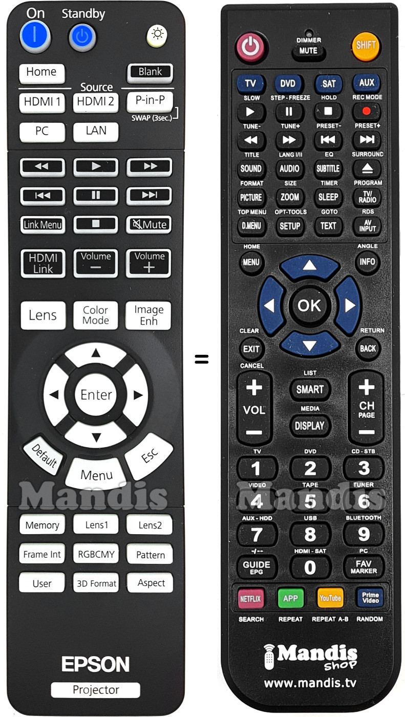 Comandos à distância equivalente Epson 1656526
