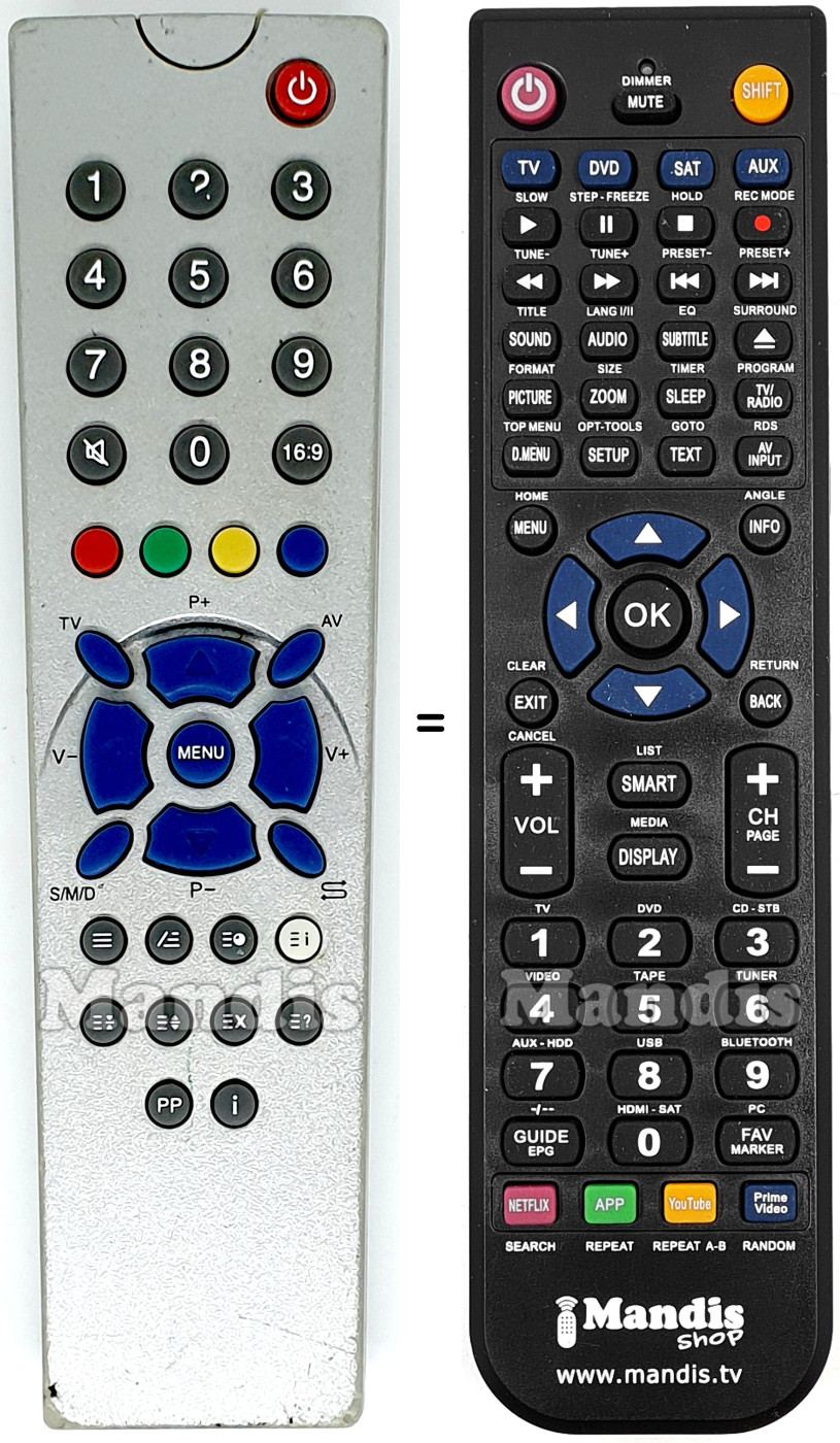 Comandos à distância equivalente Digital1