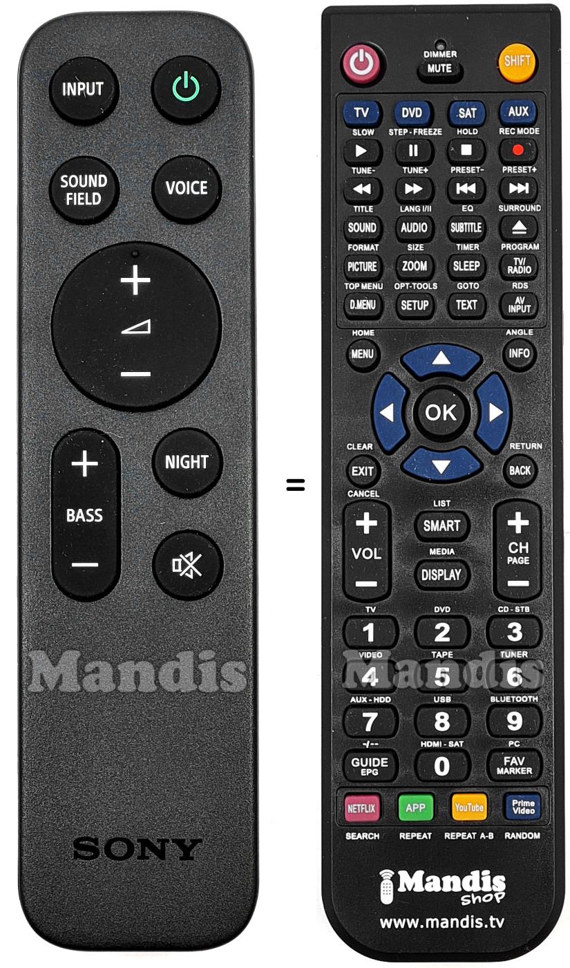 Comandos à distância equivalente Sony RMT-AH513U