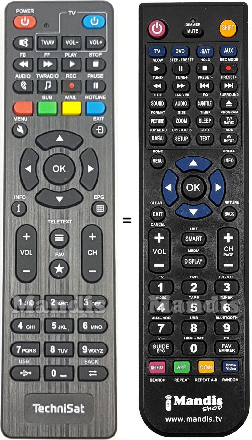 Comandos à distância equivalente Technisat 2534830000100