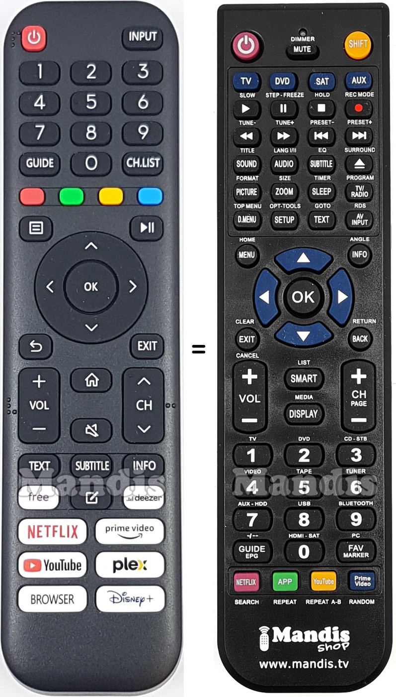 Comandos à distância equivalente JVC RC45250