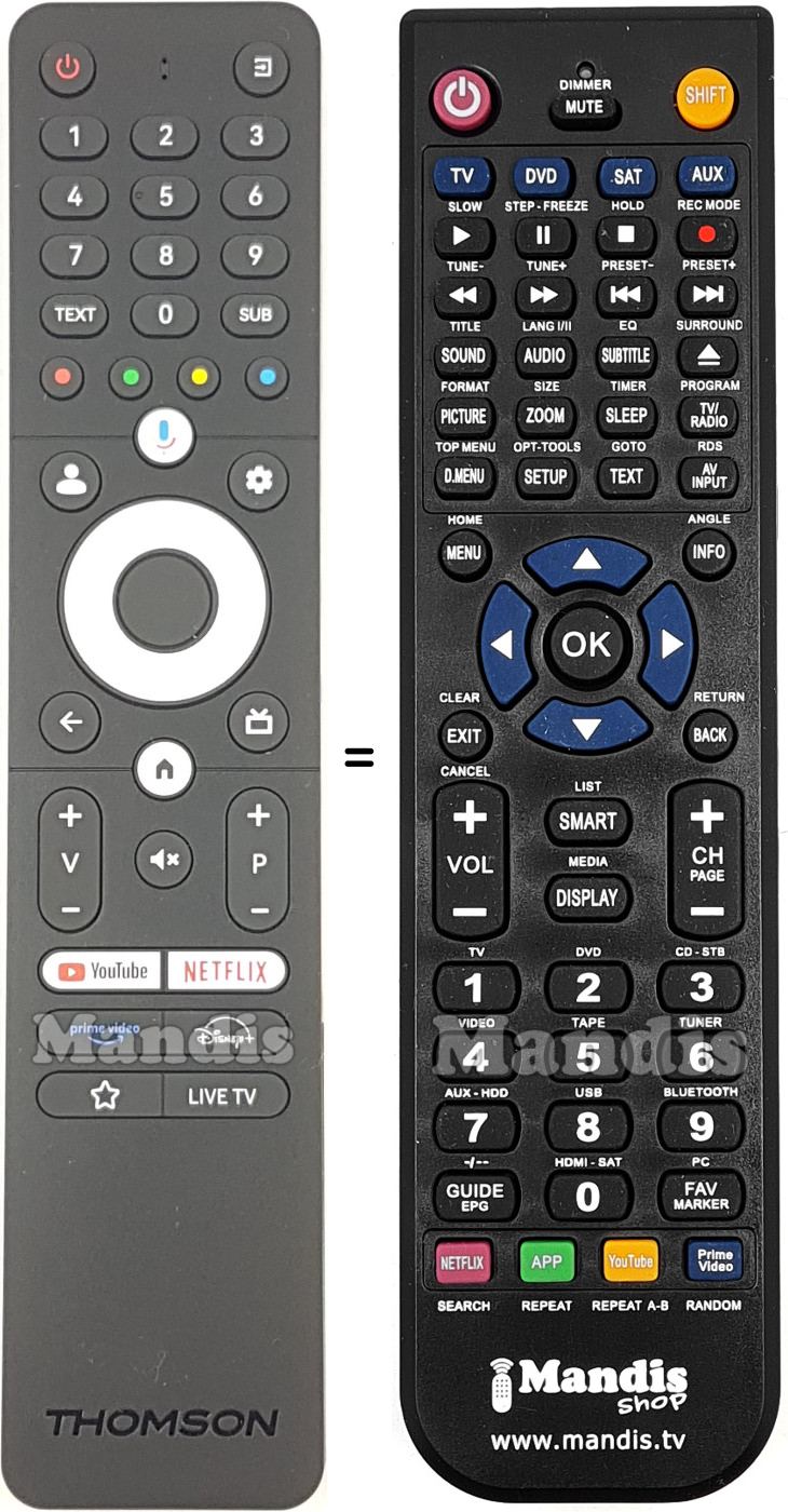 Comandos à distância equivalente Thomson RC112GH Comandos à distância equivalente Thomson RC112GH
