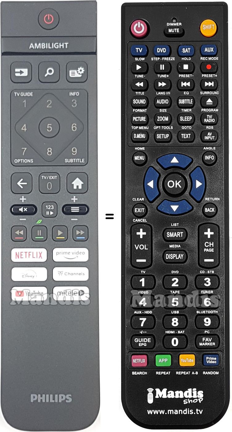 Comandos à distância equivalente Philips 398GR10BEPHNS000CR