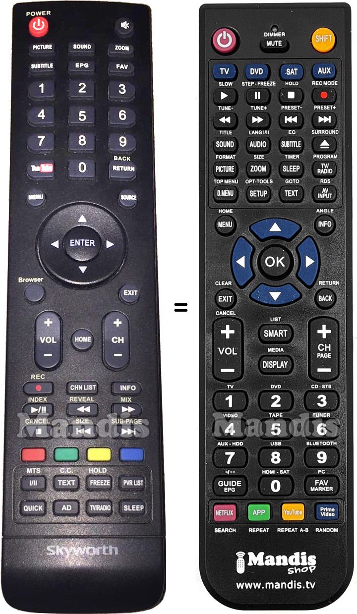 Comandos &agrave; dist&acirc;ncia equivalente Brandt 49E5600