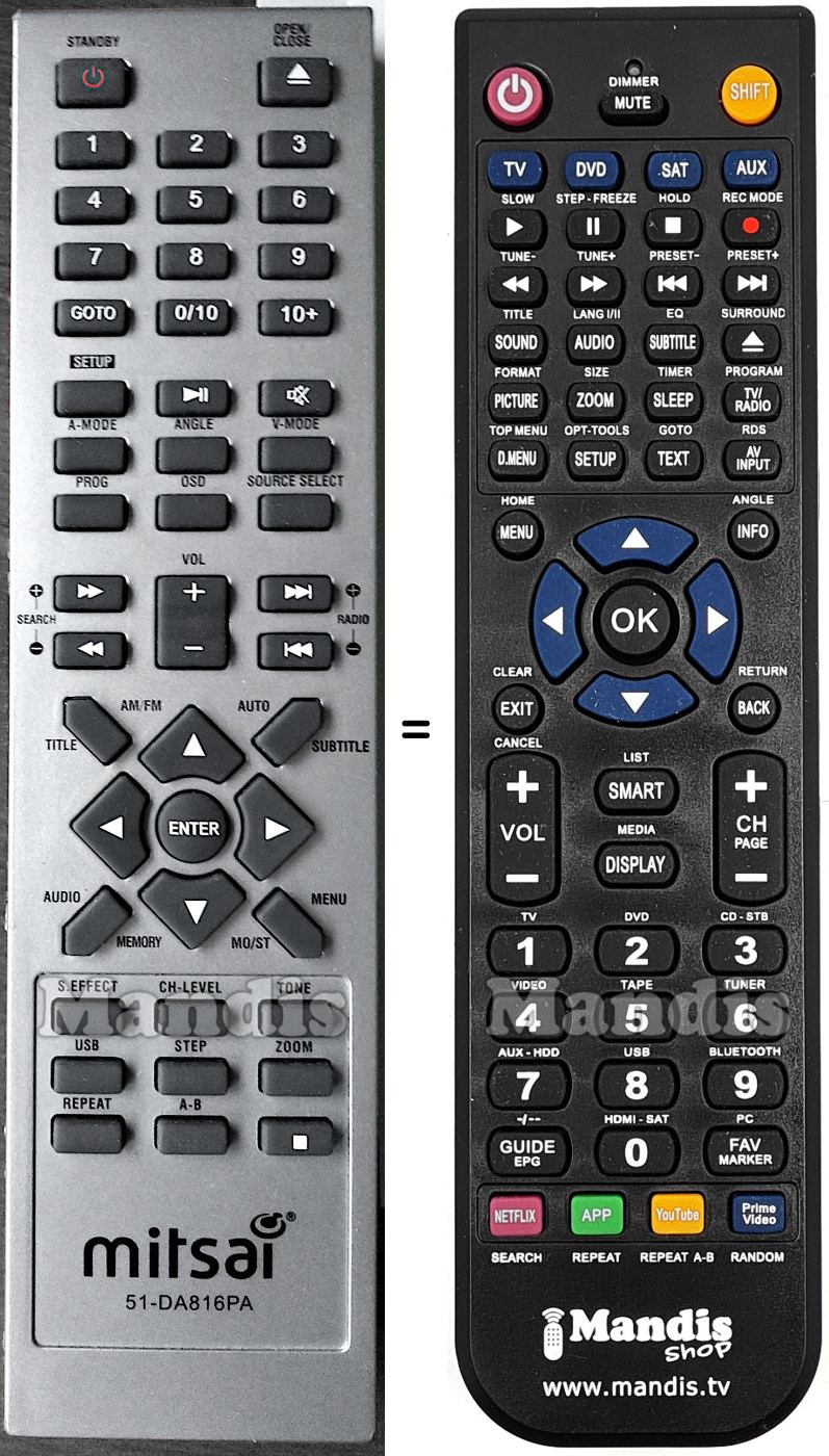 Comandos à distância equivalente 51-DA816PA