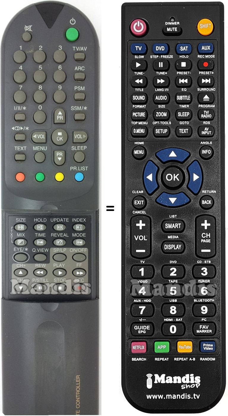Comandos à distância equivalente LG 6710V00009P