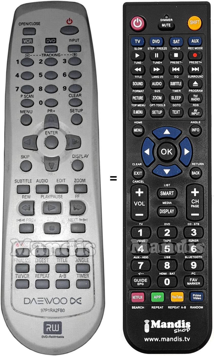 Comandos à distância equivalente Seg 97P1RA2FB0