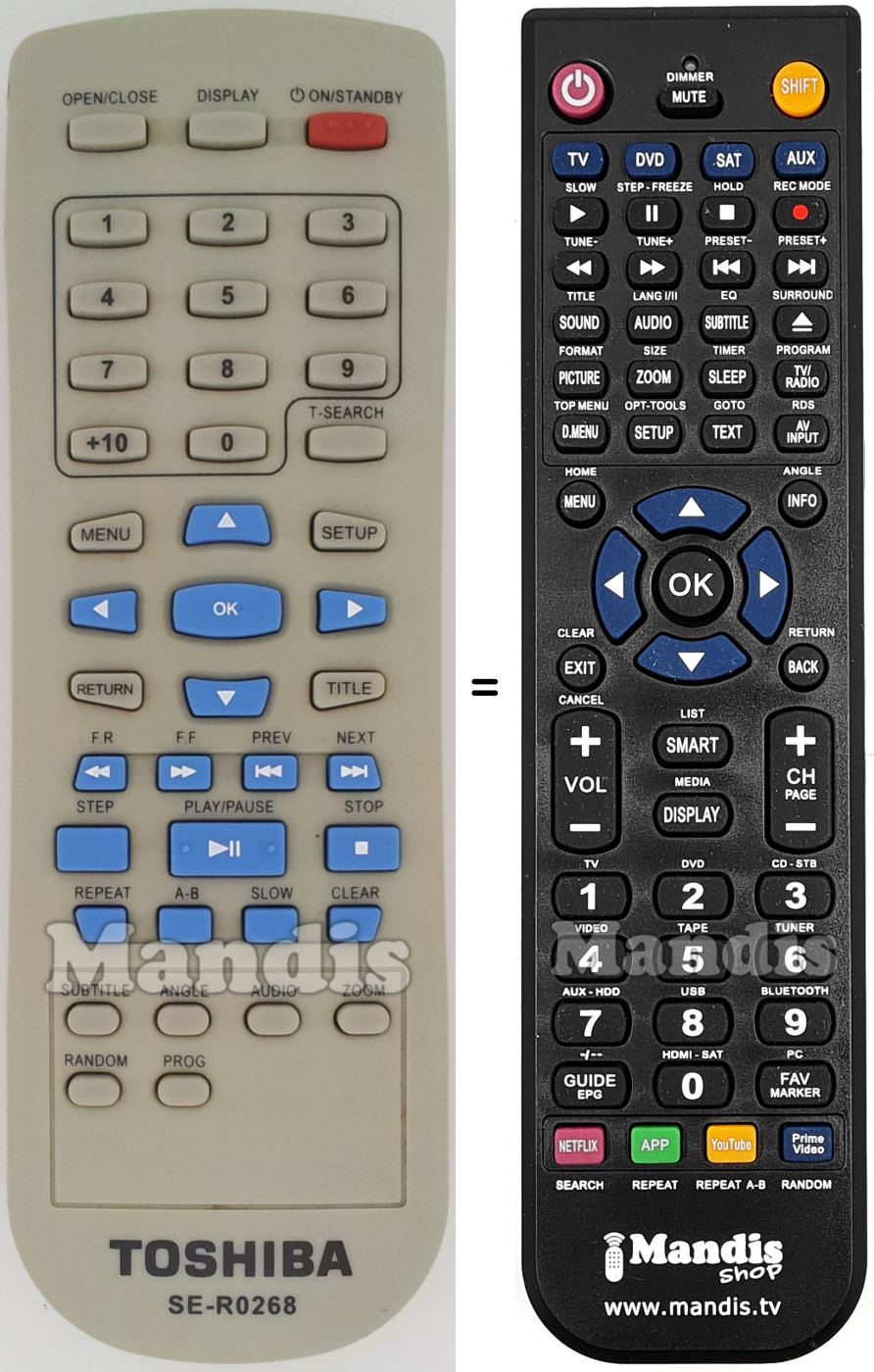 Comandos à distância equivalente Toshiba SE-R0268