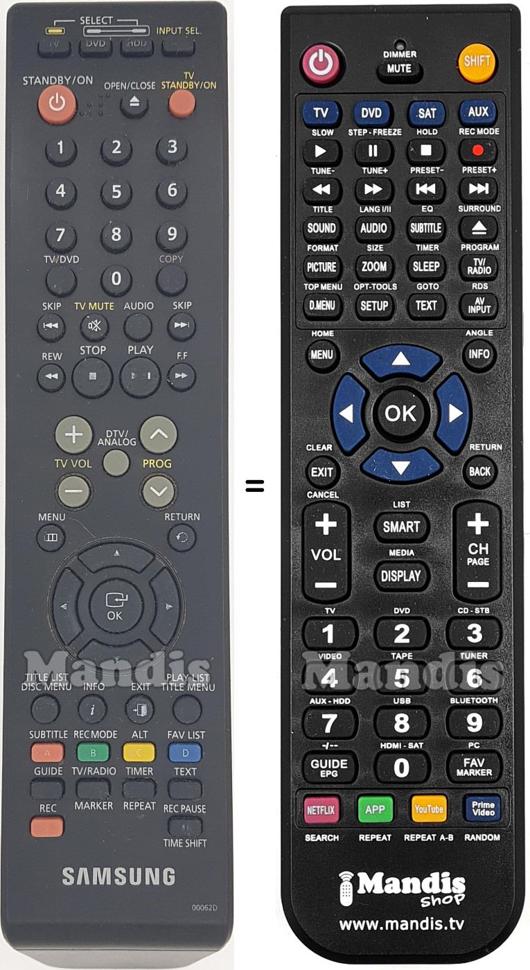 Comandos à distância equivalente AK59-00062D