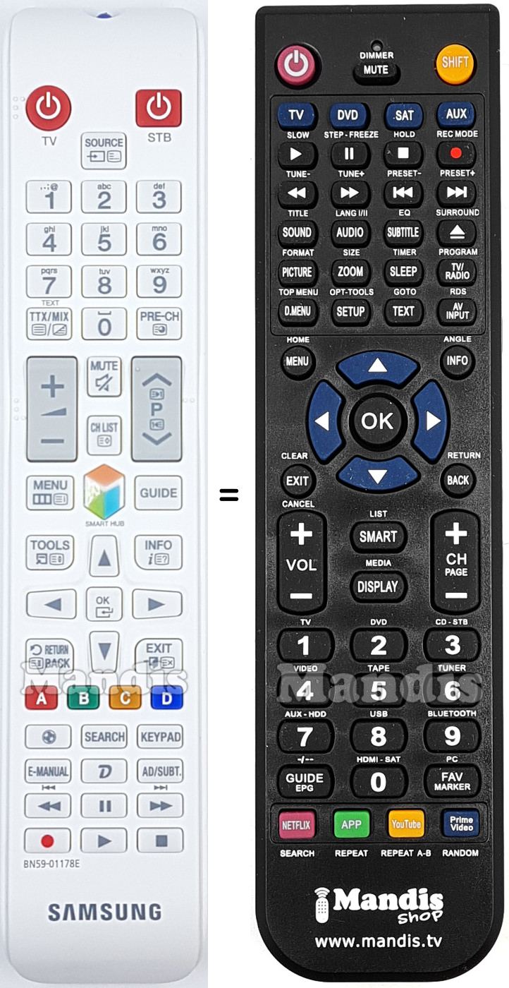 Comandos à distância equivalente Samsung BN59-01178E