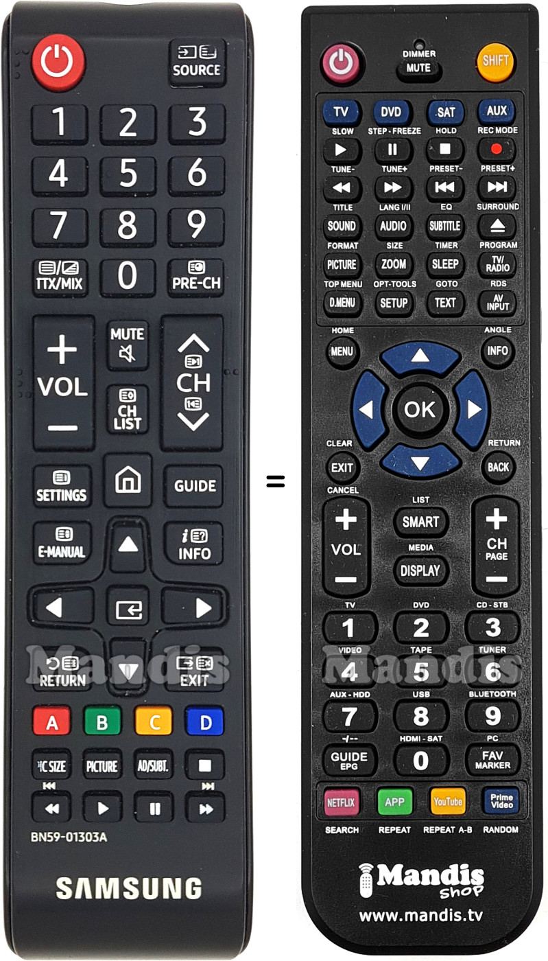 Comandos à distância equivalente Samsung BN59-01303A