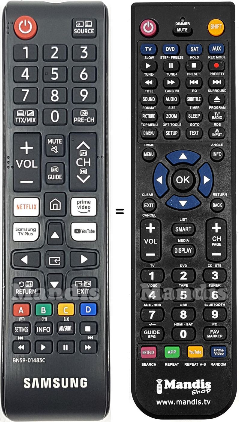 Comandos à distância equivalente Samsung BN59-01483C
