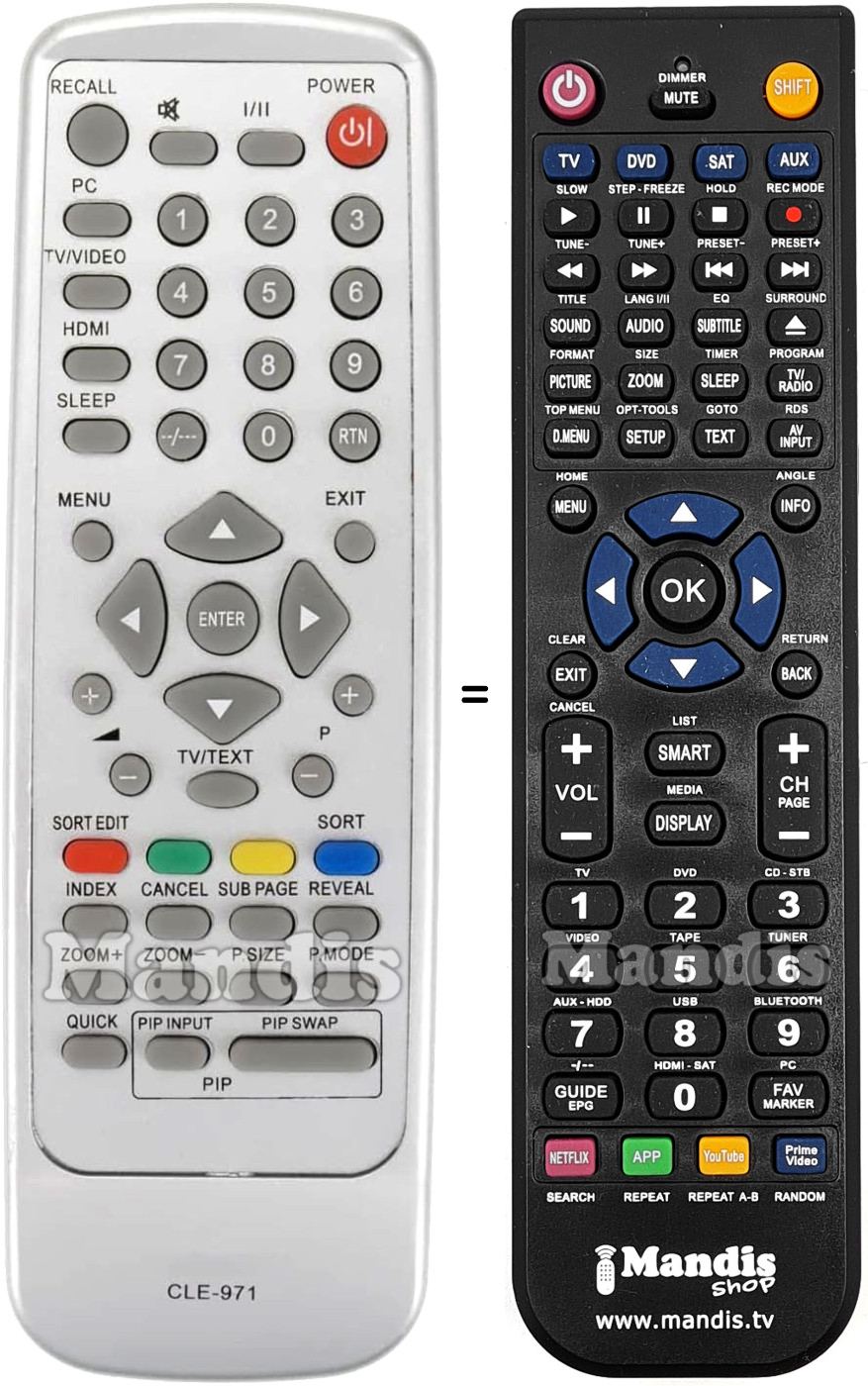 Comandos à distância equivalente Hitachi CLE-971