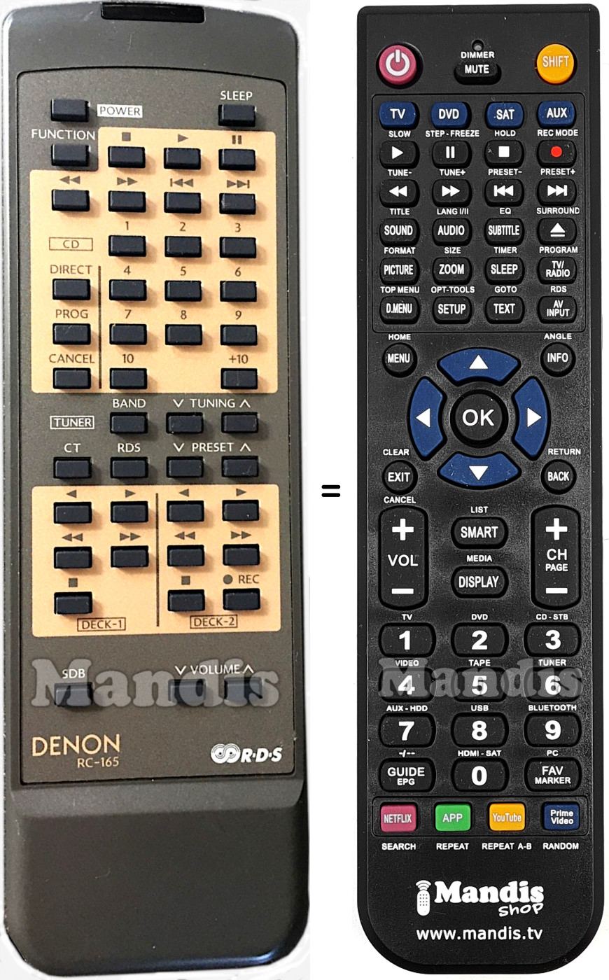Comandos à distância equivalente Denon RC-165