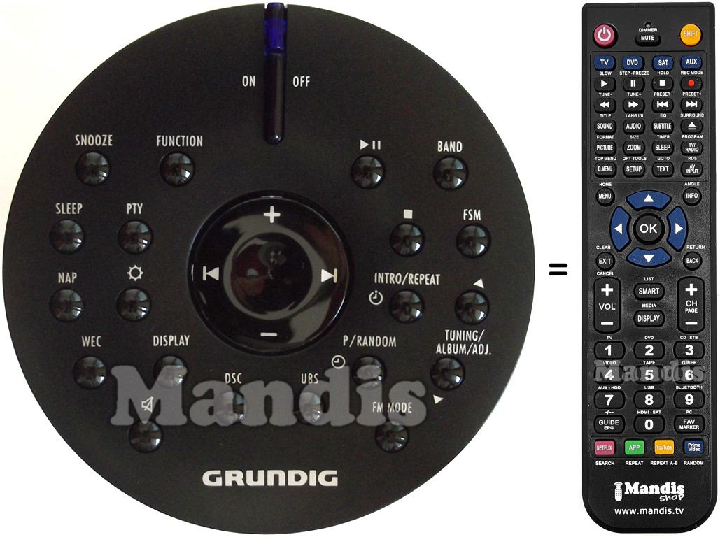 Comandos à distância equivalente Grundig 720117142600
