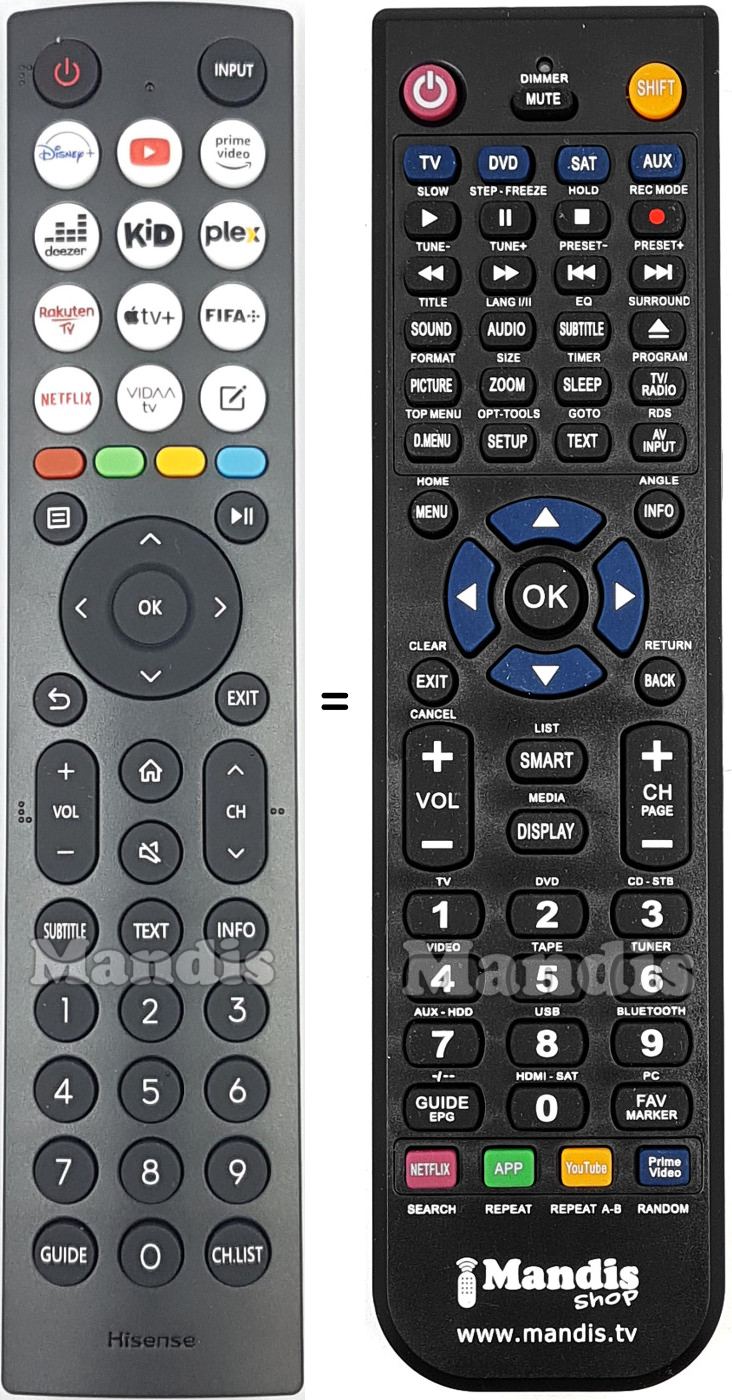 Comandos à distância equivalente Hisense HT339496
