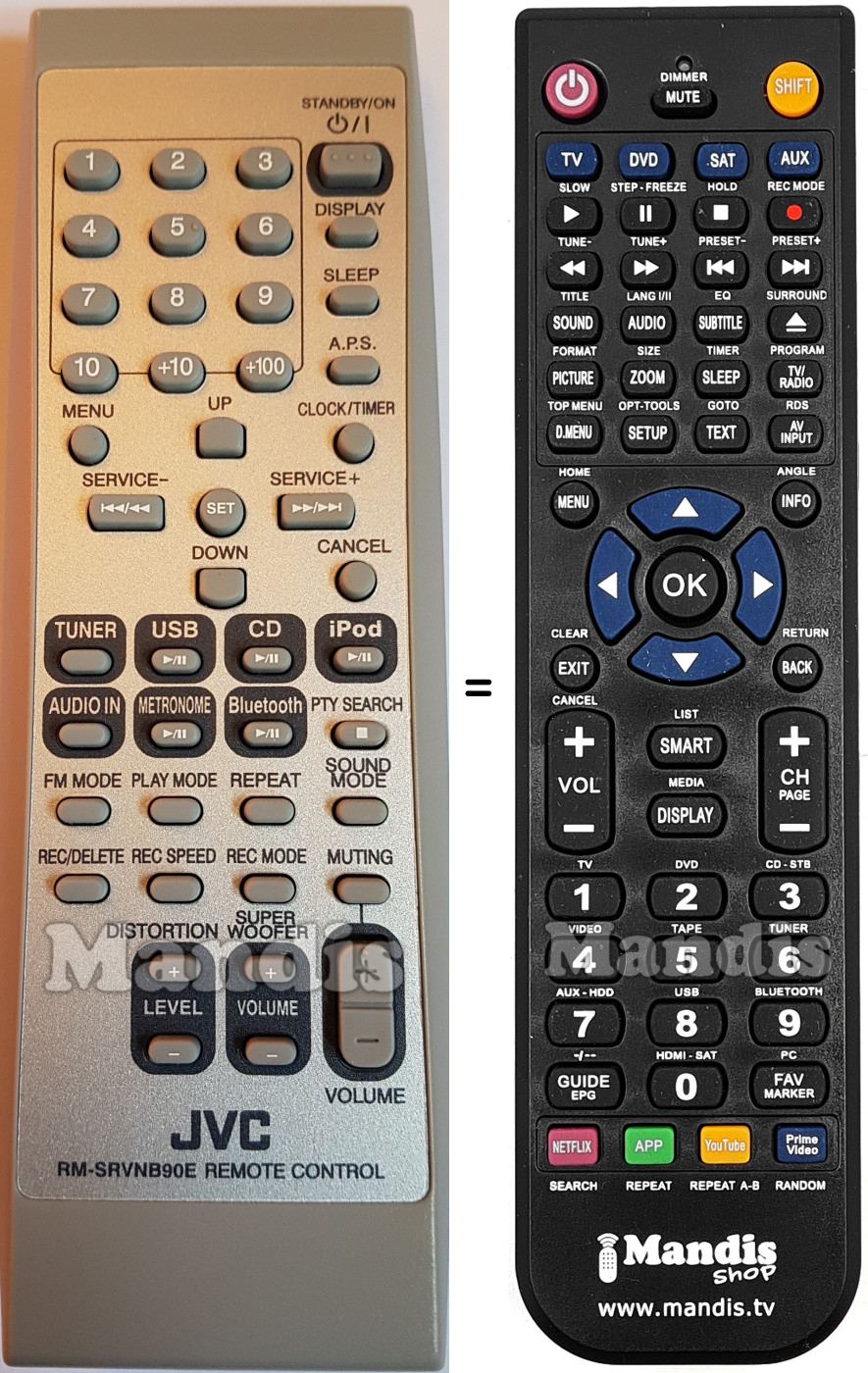 Comandos à distância equivalente JVC RM-SRVNB90E