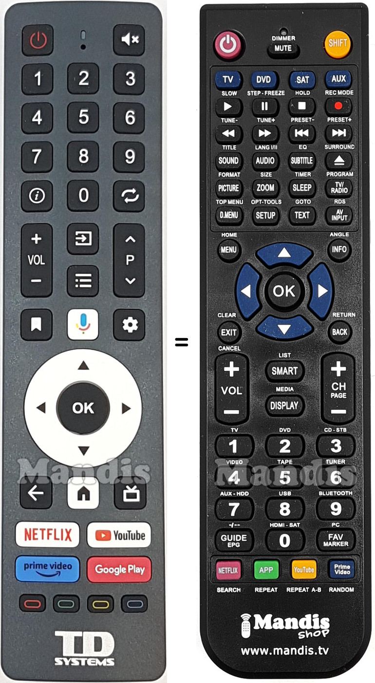 Comandos à distância equivalente TD Systems K40DLK20GLE