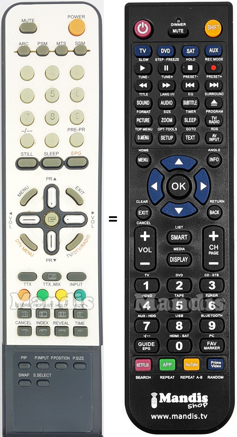 Comandos &agrave; dist&acirc;ncia equivalente Kiamo LCD42HDTK