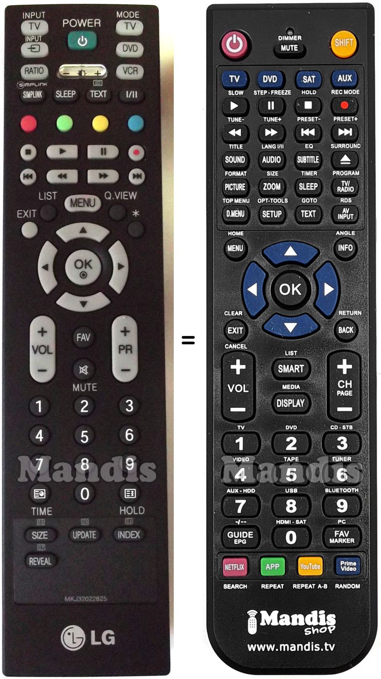 Comandos à distância equivalente LG MKJ32022825