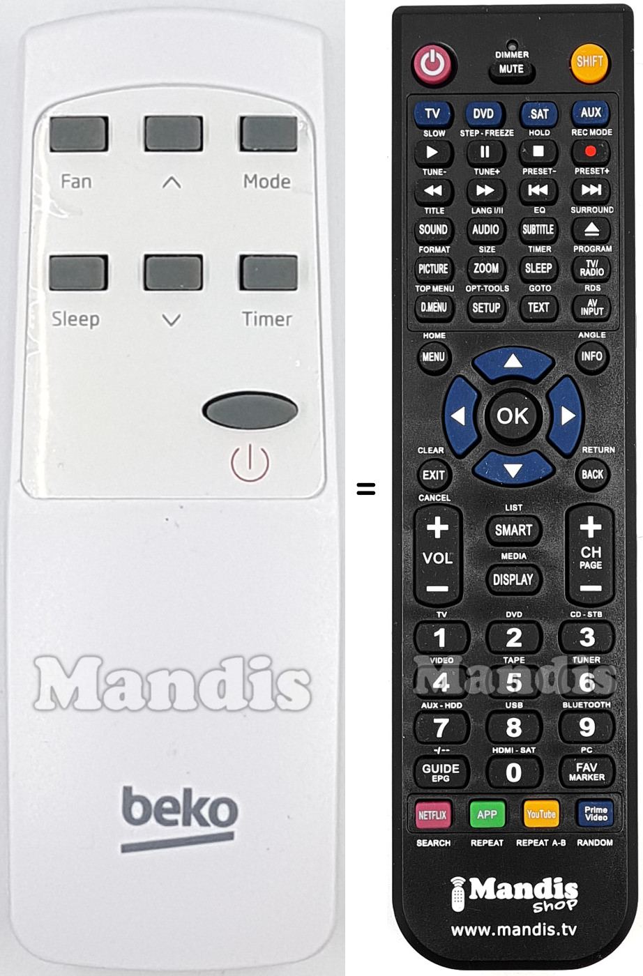 Comandos à distância equivalente Beko 9178013993