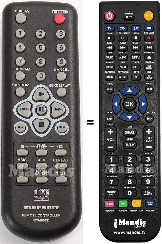 Comandos à distância equivalente RC5400CD