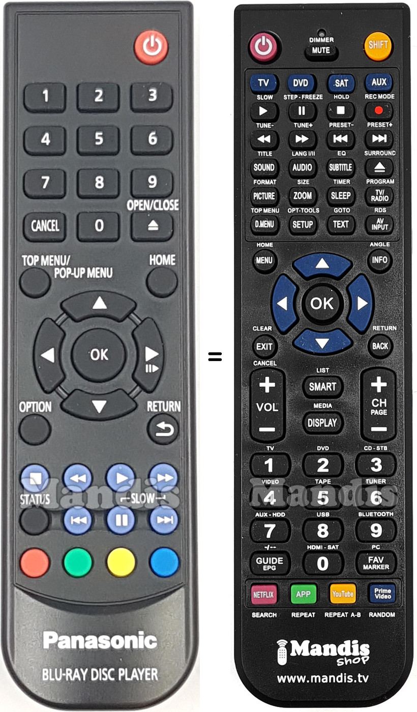 Comandos à distância equivalente Panasonic N2QAYA000205