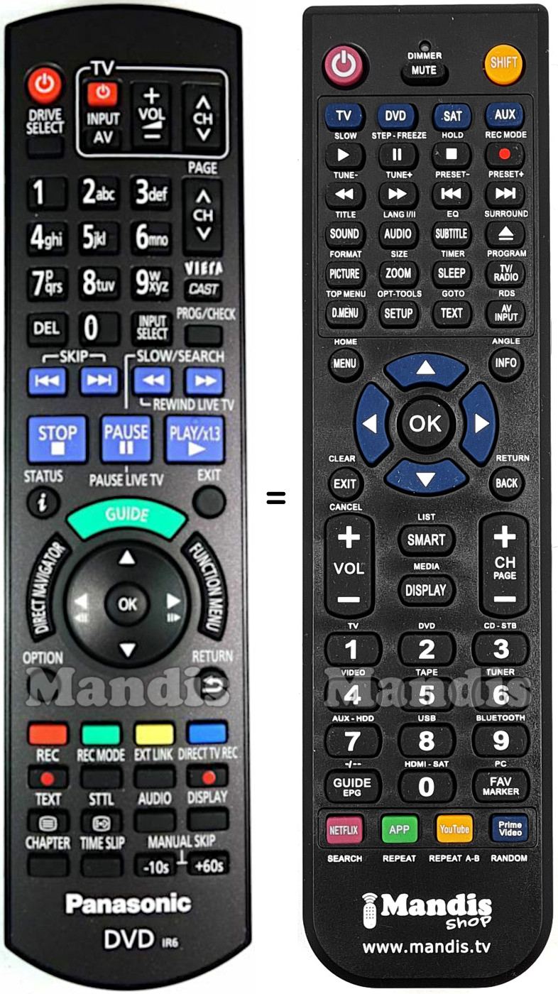 Comandos &agrave; dist&acirc;ncia equivalente Panasonic N2QAYB000477