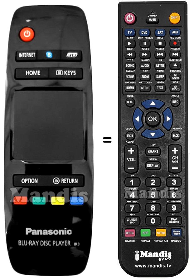 Comandos à distância equivalente Panasonic N2QAYB000712