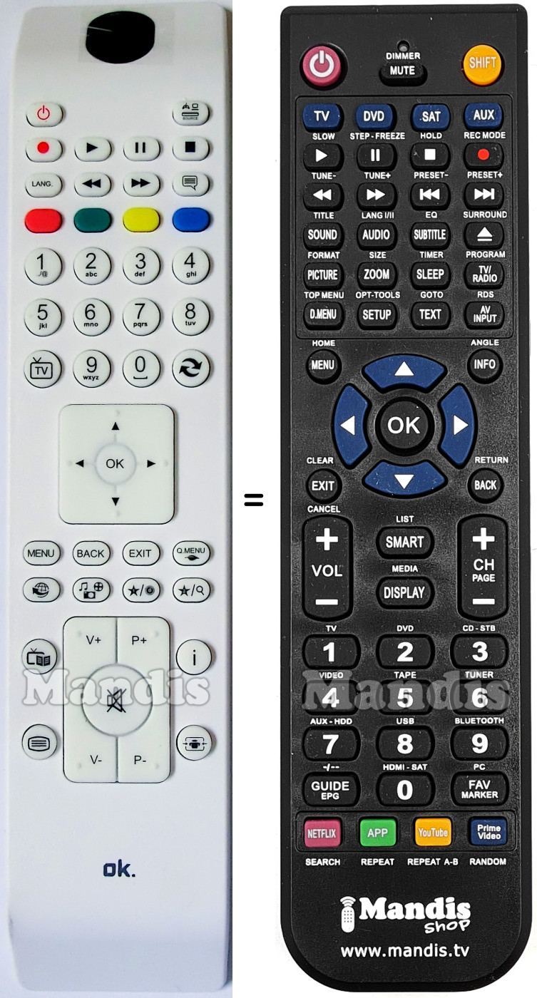 Comandos à distância equivalente JVC RC4800-2