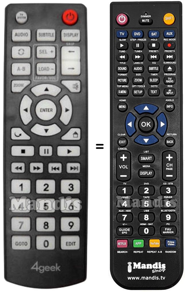 Comandos à distância equivalente 4GEEK REMCON686