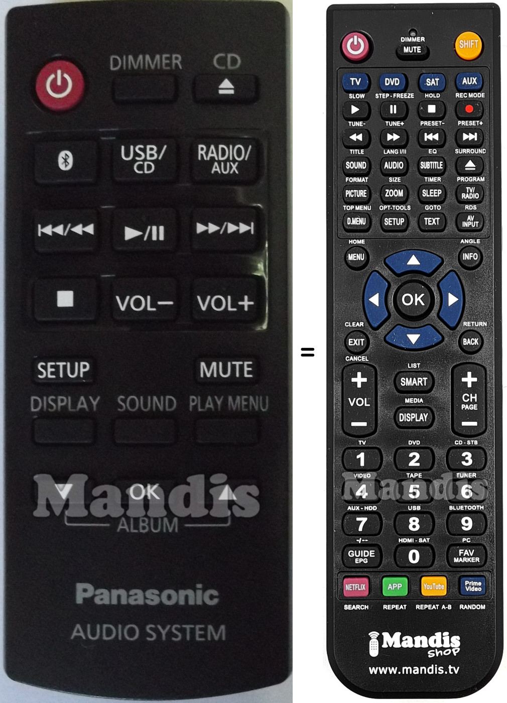 Comandos &agrave; dist&acirc;ncia equivalente Panasonic N2QAYB000944