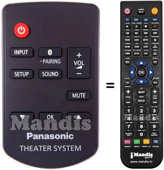 Comandos à distância equivalente Panasonic N2QAYC000098